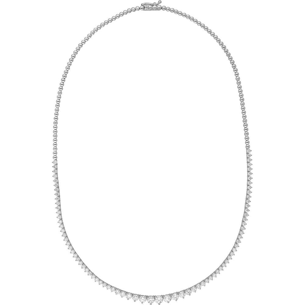 Olas d'Oro - 14K White Gold Diamond Graduated Tennis Necklace - 5.20 Carat Total Diamond Weight
