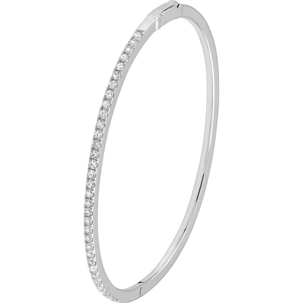 Olas d'Oro - 14K White Gold Diamond Half Bangle Bracelet - 7/8 Carat Total Diamond Weight
