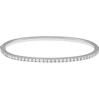 Olas d'Oro - 14K White Gold Diamond Half Bangle Bracelet with Secure Box Lock - 1.38 Carat Total Diamond Weight