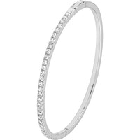 Olas d'Oro - 14K White Gold Diamond Half Bangle Bracelet with Secure Box Lock - 1.38 Carat Total Diamond Weight