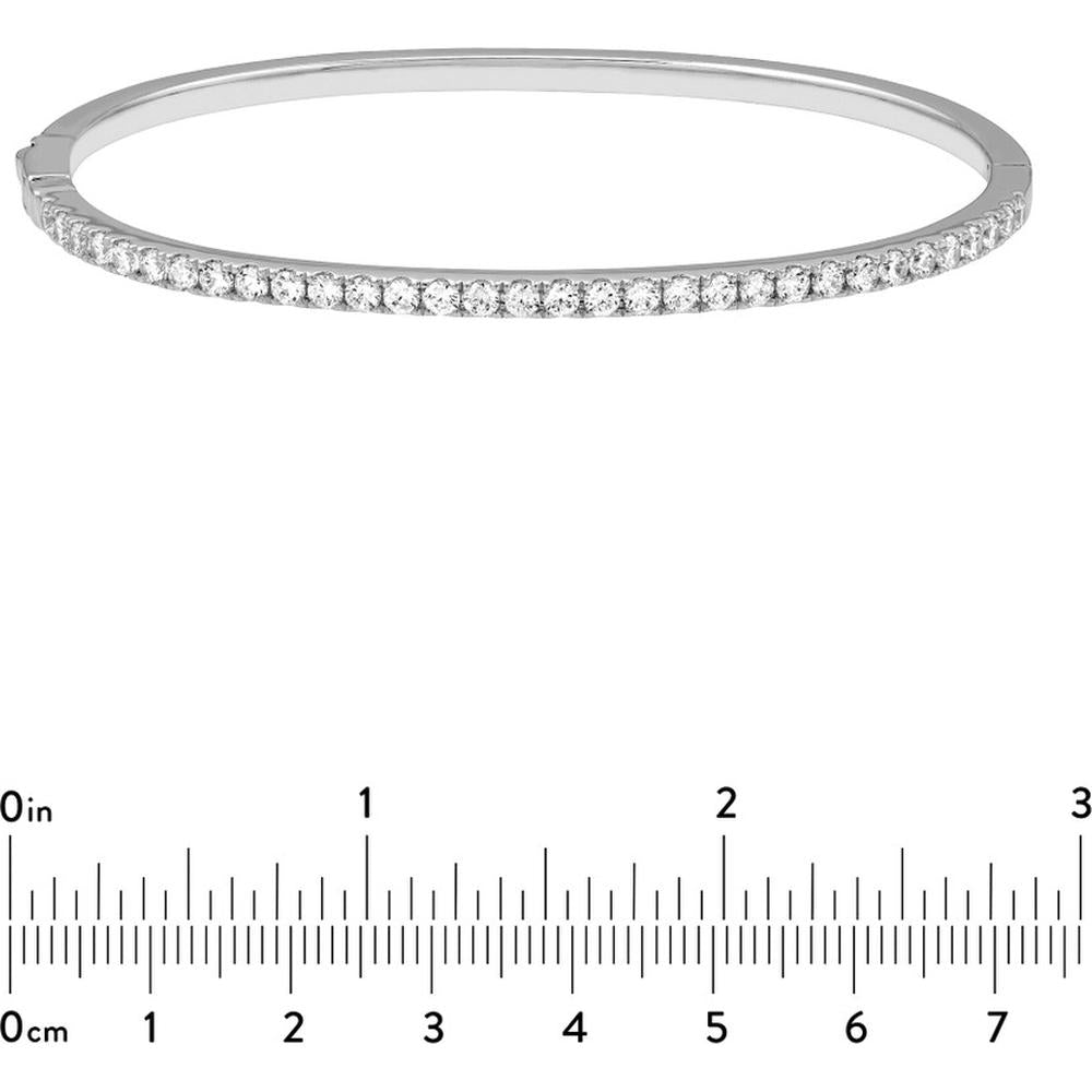 Olas d'Oro - 14K White Gold Diamond Half Bangle Bracelet with Secure Box Lock - 1.38 Carat Total Diamond Weight
