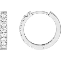 Olas d'Oro - 14K White Gold Diamond Huggie Earrings with 2mm Round Diamonds - 1/2 Carat Total Diamond Weight