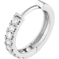 Olas d'Oro - 14K White Gold Diamond Huggie Earrings with 2mm Round Diamonds - 1/2 Carat Total Diamond Weight