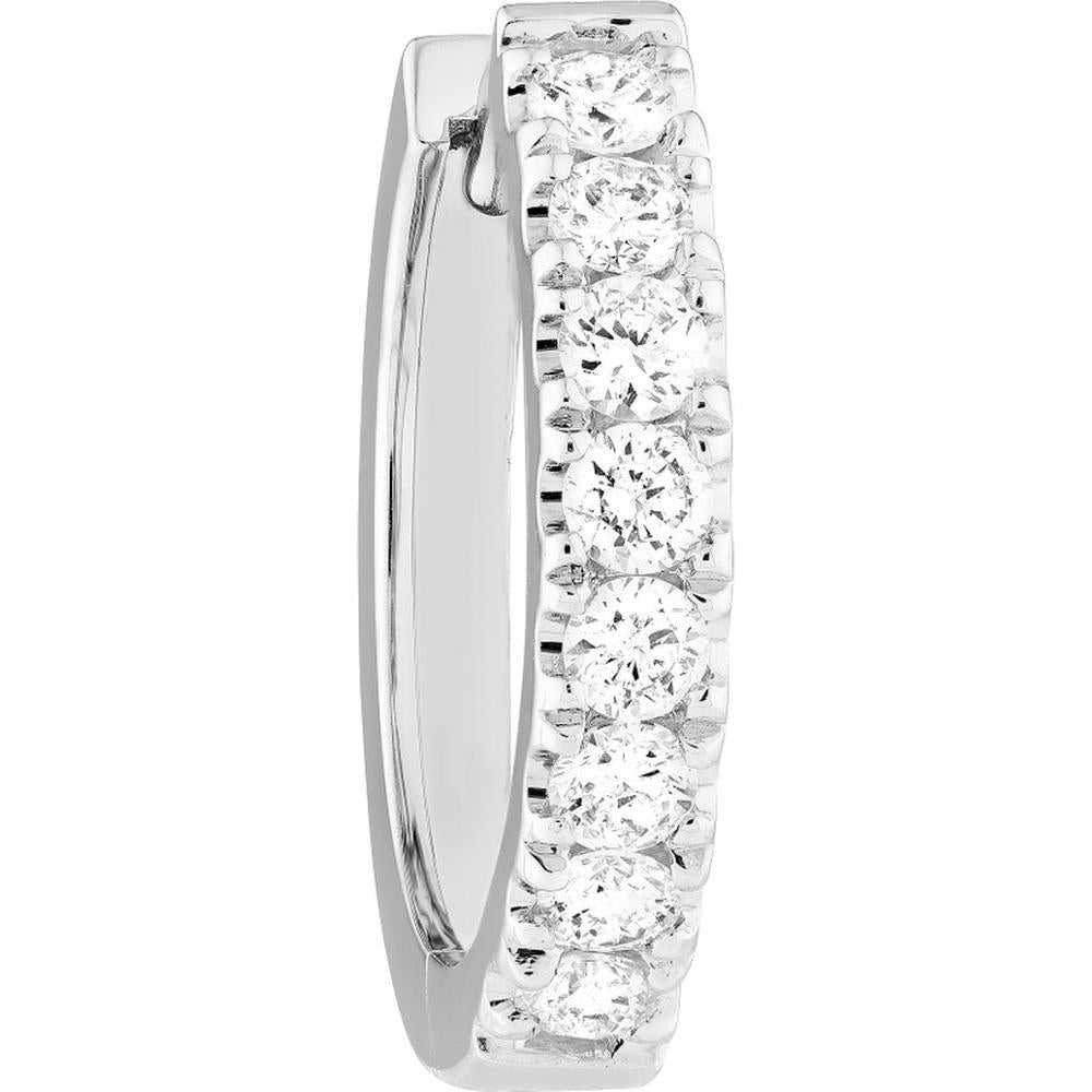 Olas d'Oro - 14K White Gold Diamond Huggie Earrings with 2mm Round Diamonds - 1/2 Carat Total Diamond Weight