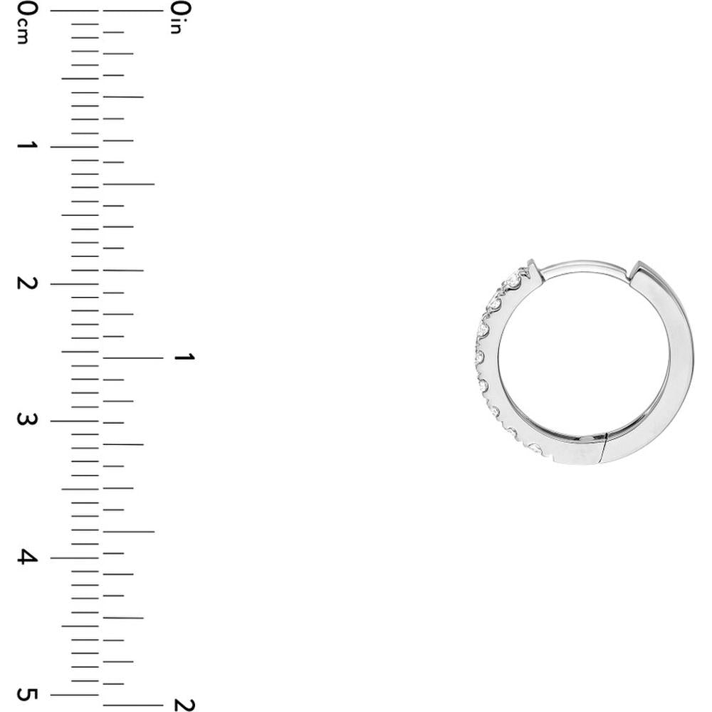 Olas d'Oro - 14K White Gold Diamond Huggie Earrings with 2mm Round Diamonds - 1/2 Carat Total Diamond Weight
