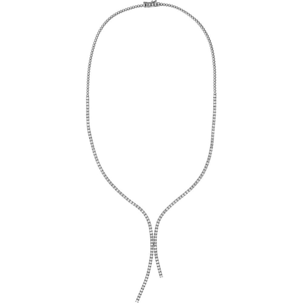 Olas d'Oro - 14K White Gold Diamond Lariat Necklace - 4.92 Carat Total Diamond Weight