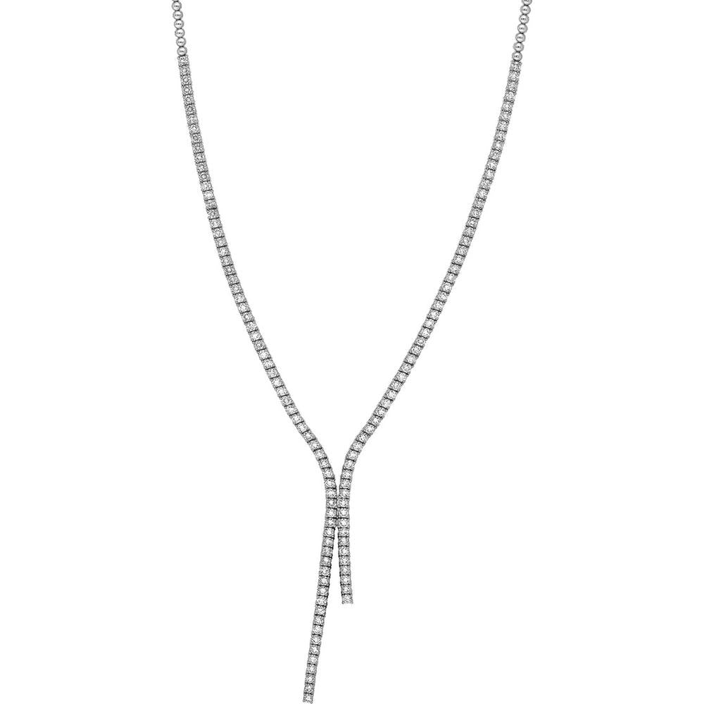 Olas d'Oro - 14K White Gold Diamond Lariat Necklace - 7.49 Carat Total Diamond Weight
