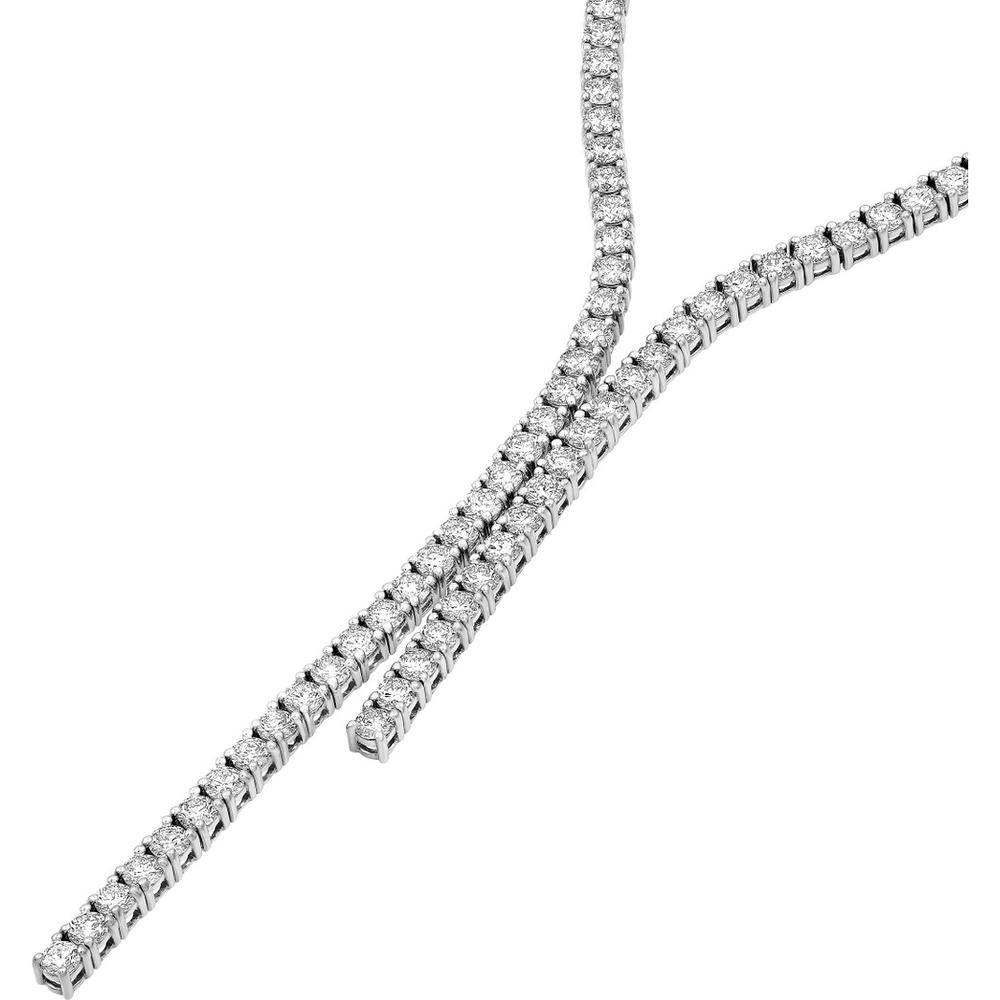 Olas d'Oro - 14K White Gold Diamond Lariat Necklace - 7.49 Carat Total Diamond Weight
