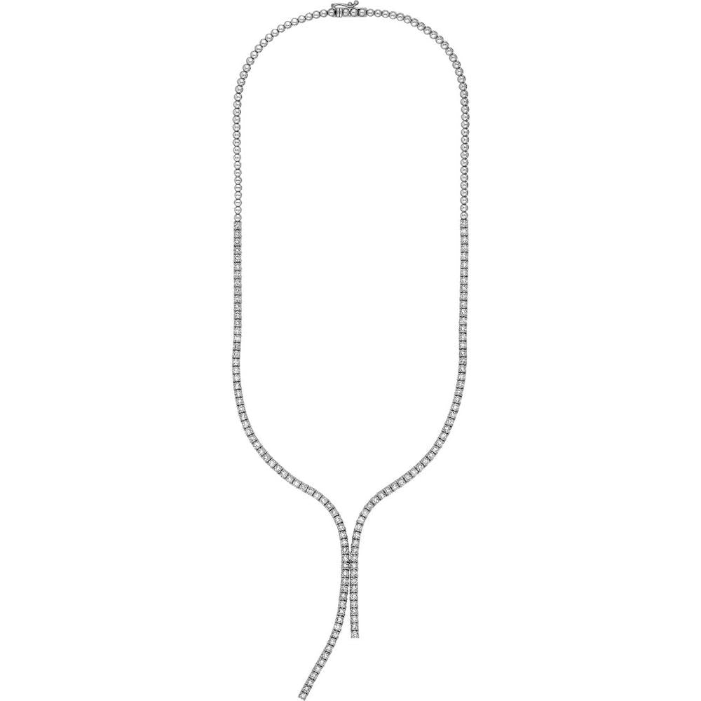 Olas d'Oro - 14K White Gold Diamond Lariat Necklace - 7.49 Carat Total Diamond Weight