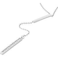 Olas d'Oro - 14K White Gold Diamond Lariat Necklace with Polished Bars - 0.10 Carat Total Diamond Weight