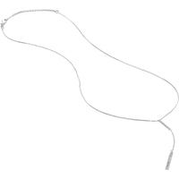 Olas d'Oro - 14K White Gold Diamond Lariat Necklace with Polished Bars - 0.10 Carat Total Diamond Weight