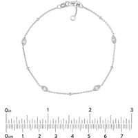 Olas d'Oro - 14K White Gold Diamond Marquise Bezel Bracelet - 0.12 Carat Total Diamond Weight