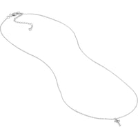 Olas d'Oro - 14K White Gold Diamond Mini Cross Adjustable Necklace - 0.06 Carat Total Diamond Weight