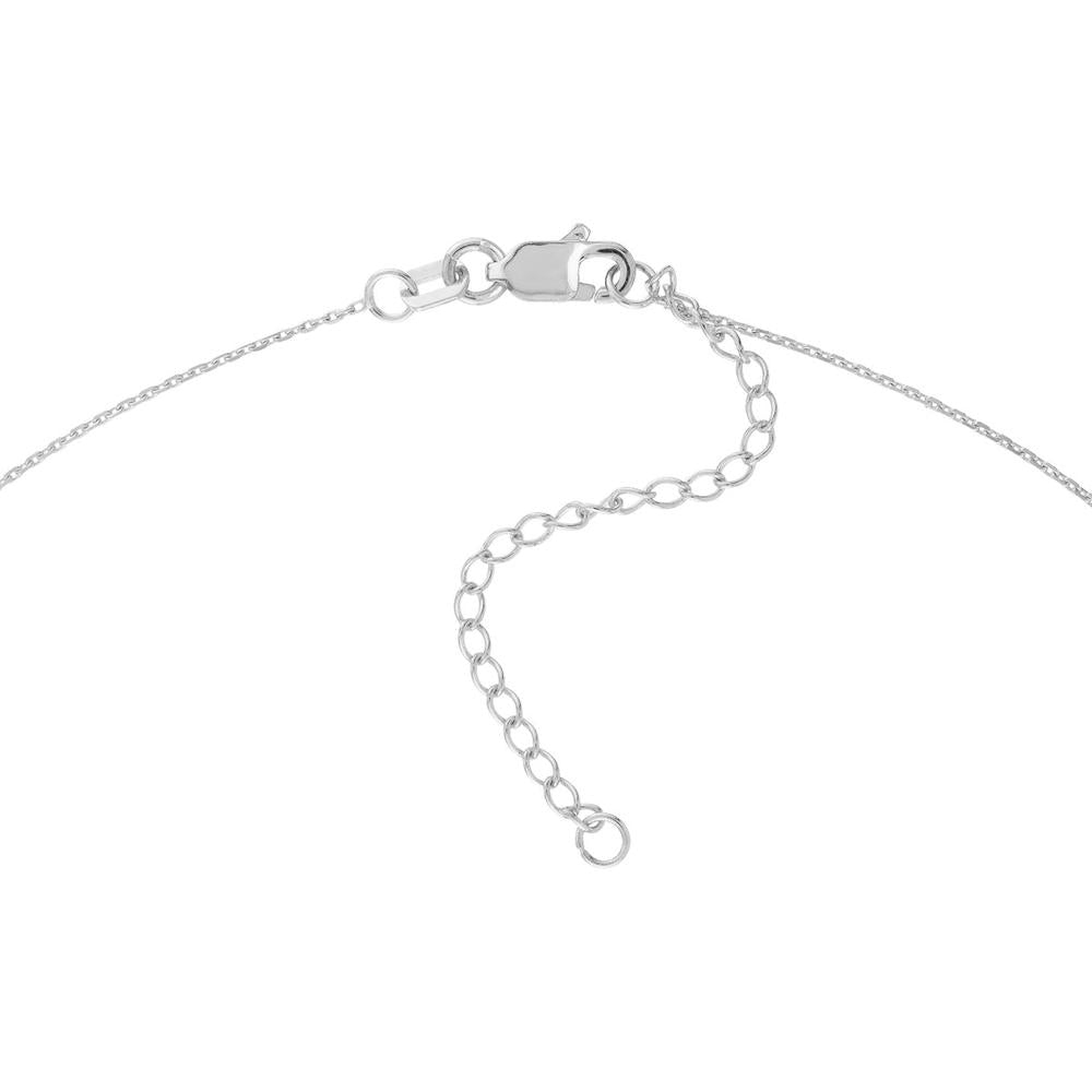 Olas d'Oro - 14K White Gold Diamond Mini Cross Adjustable Necklace - 0.06 Carat Total Diamond Weight