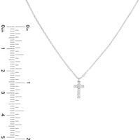 Olas d'Oro - 14K White Gold Diamond Mini Cross Adjustable Necklace - 0.06 Carat Total Diamond Weight
