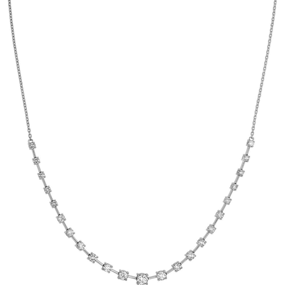 Olas d'Oro - 14K White Gold Diamond Necklace with Ascending Round Diamonds - 2.5 Carat Total Diamond Weight