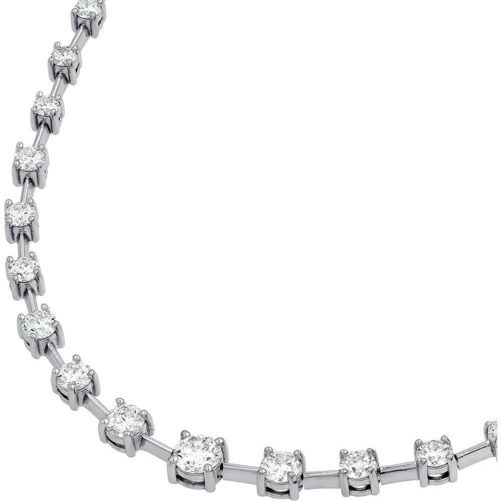 Olas d'Oro - 14K White Gold Diamond Necklace with Ascending Round Diamonds - 2.5 Carat Total Diamond Weight