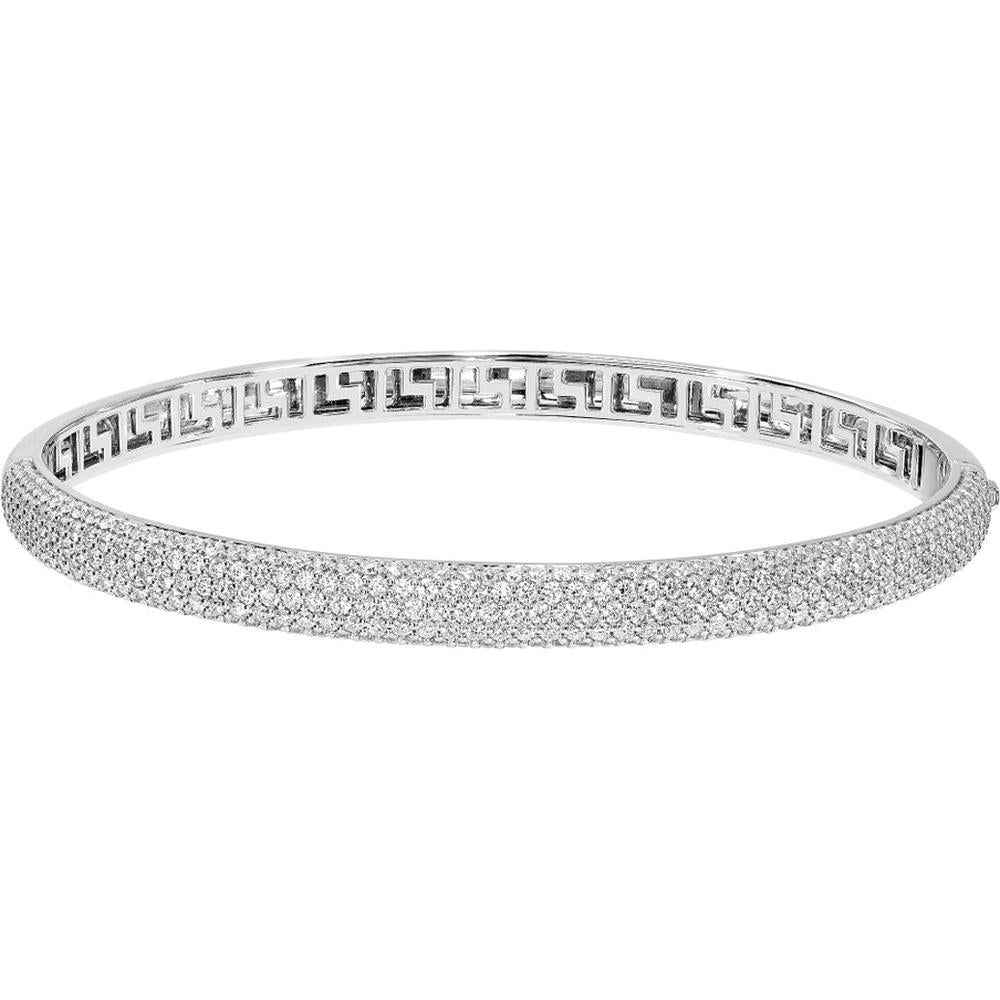 Olas d'Oro - 14K White Gold Diamond Pave Bangle - 2.86 Carat Total Diamond Weight