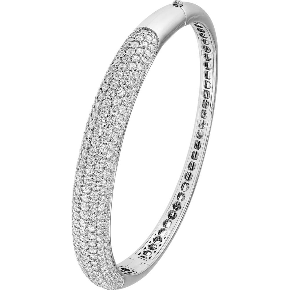 Olas d'Oro - 14K White Gold Diamond Pave Bangle - 5.23 Carat Total Diamond Weight