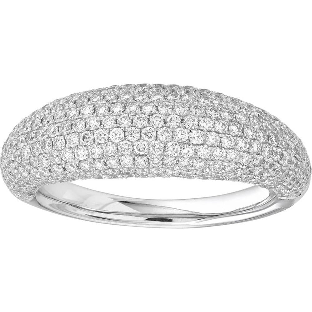Olas d'Oro - 14K White Gold Diamond Pave Dome Ring - 1.69 Carat Total Diamond Weight