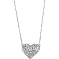 Olas d'Oro - 14K White Gold Diamond Pave Heart Necklace - 1.22 Carat Total Diamond Weight