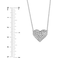 Olas d'Oro - 14K White Gold Diamond Pave Heart Necklace - 1.22 Carat Total Diamond Weight