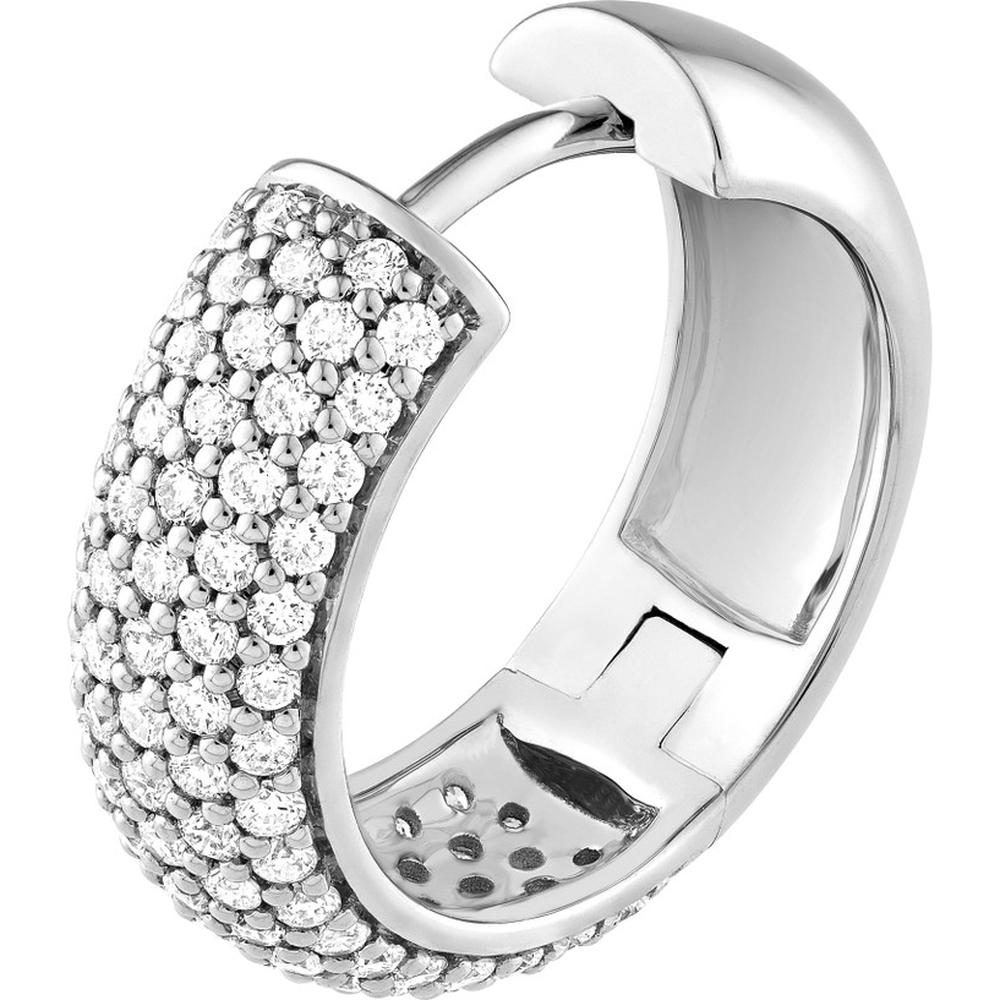 Olas d'Oro - 14K White Gold Diamond Pave Huggie Earrings - 0.81 Carat Total Diamond Weight