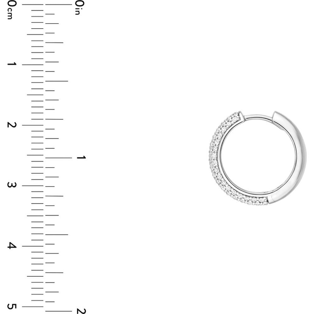 Olas d'Oro - 14K White Gold Diamond Pave Huggie Earrings - 0.81 Carat Total Diamond Weight