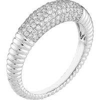Olas d'Oro - 14K White Gold Diamond Pave Ribbed Dome Ring - 0.78 Carat Total Diamond Weight