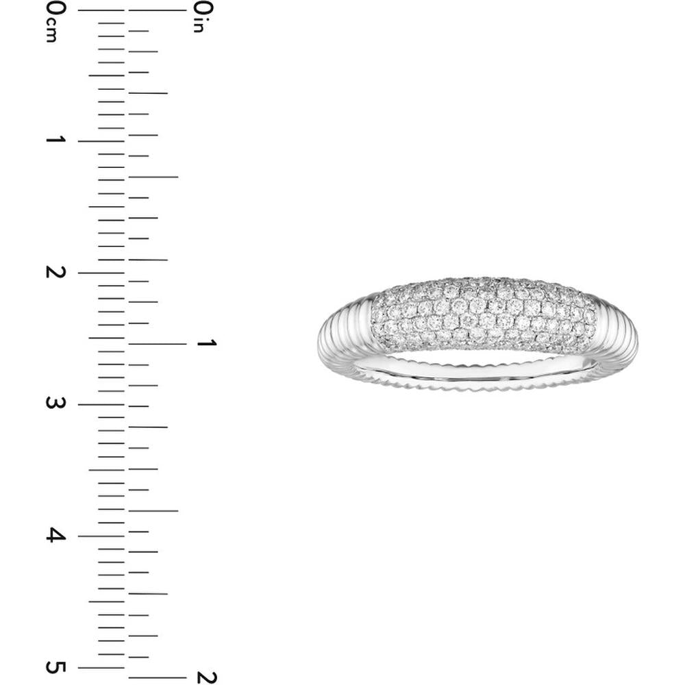 Olas d'Oro - 14K White Gold Diamond Pave Ribbed Dome Ring - 0.78 Carat Total Diamond Weight