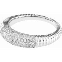 Olas d'Oro - 14K White Gold Diamond Pave Ribbed Dome Ring - 0.78 Carat Total Diamond Weight