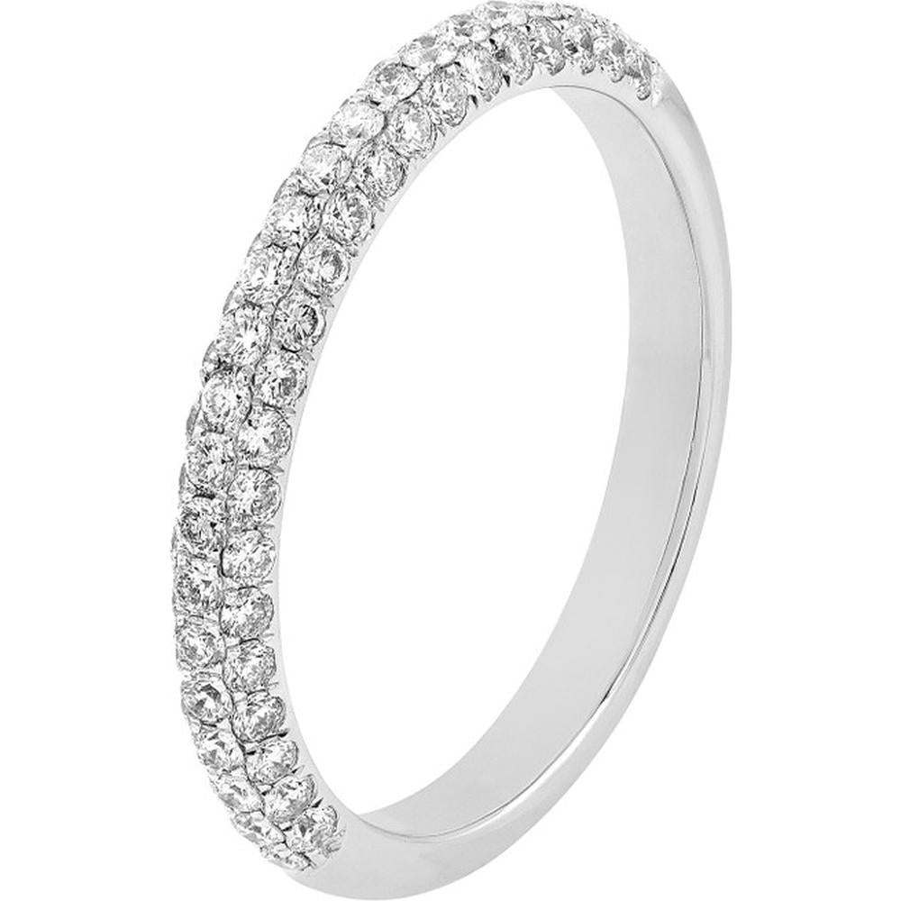 Olas d'Oro - 14K White Gold Diamond Pave Stackable Band - 5/8 Total Carat Weight