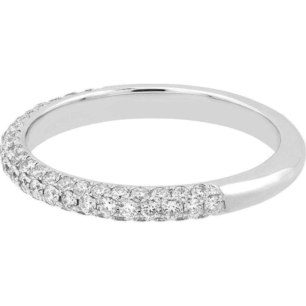 Olas d'Oro - 14K White Gold Diamond Pave Stackable Band - 5/8 Total Carat Weight