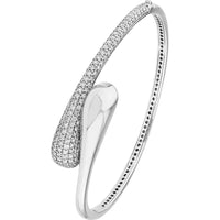 Olas d'Oro - 14K White Gold Diamond Pave Teardrop Bangle - 2.18 Carat Total Diamond Weight