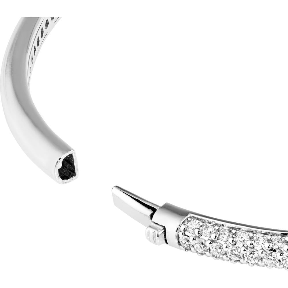 Olas d'Oro - 14K White Gold Diamond Pave Teardrop Bangle - 2.18 Carat Total Diamond Weight