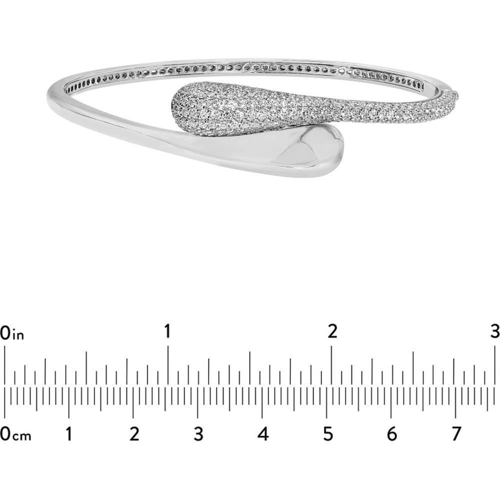 Olas d'Oro - 14K White Gold Diamond Pave Teardrop Bangle - 2.18 Carat Total Diamond Weight
