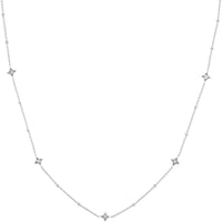 Olas d'Oro - 14K White Gold Diamond Star Bezel Adjustable Necklace - 0.27 Carat Total Diamond Weight
