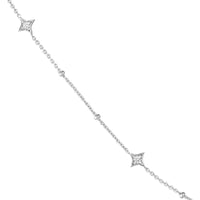 Olas d'Oro - 14K White Gold Diamond Star Bezel Adjustable Necklace - 0.27 Carat Total Diamond Weight