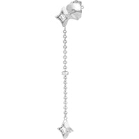Olas d'Oro - 14K White Gold Diamond Star Bezels and Bead Drop Earrings - 0.12 Carat Total Diamond Weight