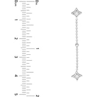 Olas d'Oro - 14K White Gold Diamond Star Bezels and Bead Drop Earrings - 0.12 Carat Total Diamond Weight