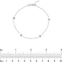 Olas d'Oro - 14K White Gold Diamond Star Bezels and Beads Bracelet - 0.12 Carat Total Diamond Weight