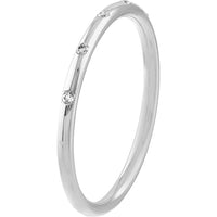 Olas d'Oro - 14K White Gold Diamond Stations Thin Band Ring - 0.03 Carat Total Diamond Weight