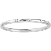 Olas d'Oro - 14K White Gold Diamond Stations Thin Band Ring - 0.03 Carat Total Diamond Weight