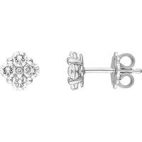 Olas d'Oro - 14K White Gold Diamond Stud Earrings - 7/8 Carat Total Diamond Weight