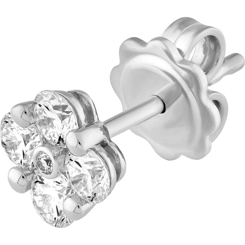 Olas d'Oro - 14K White Gold Diamond Stud Earrings - 7/8 Carat Total Diamond Weight