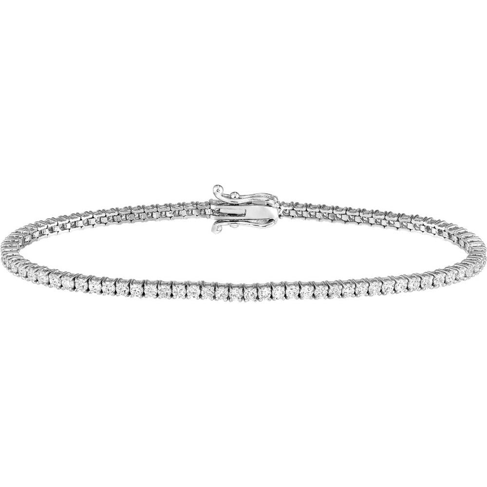Olas d'Oro - 14K White Gold Diamond Tennis Bracelet with Box Clasp - 2.46 Carat Total Diamond Weight