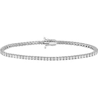 Olas d'Oro - 14K White Gold Diamond Tennis Bracelet with Box Clasp - 3.18 Carat Total Diamond Weight