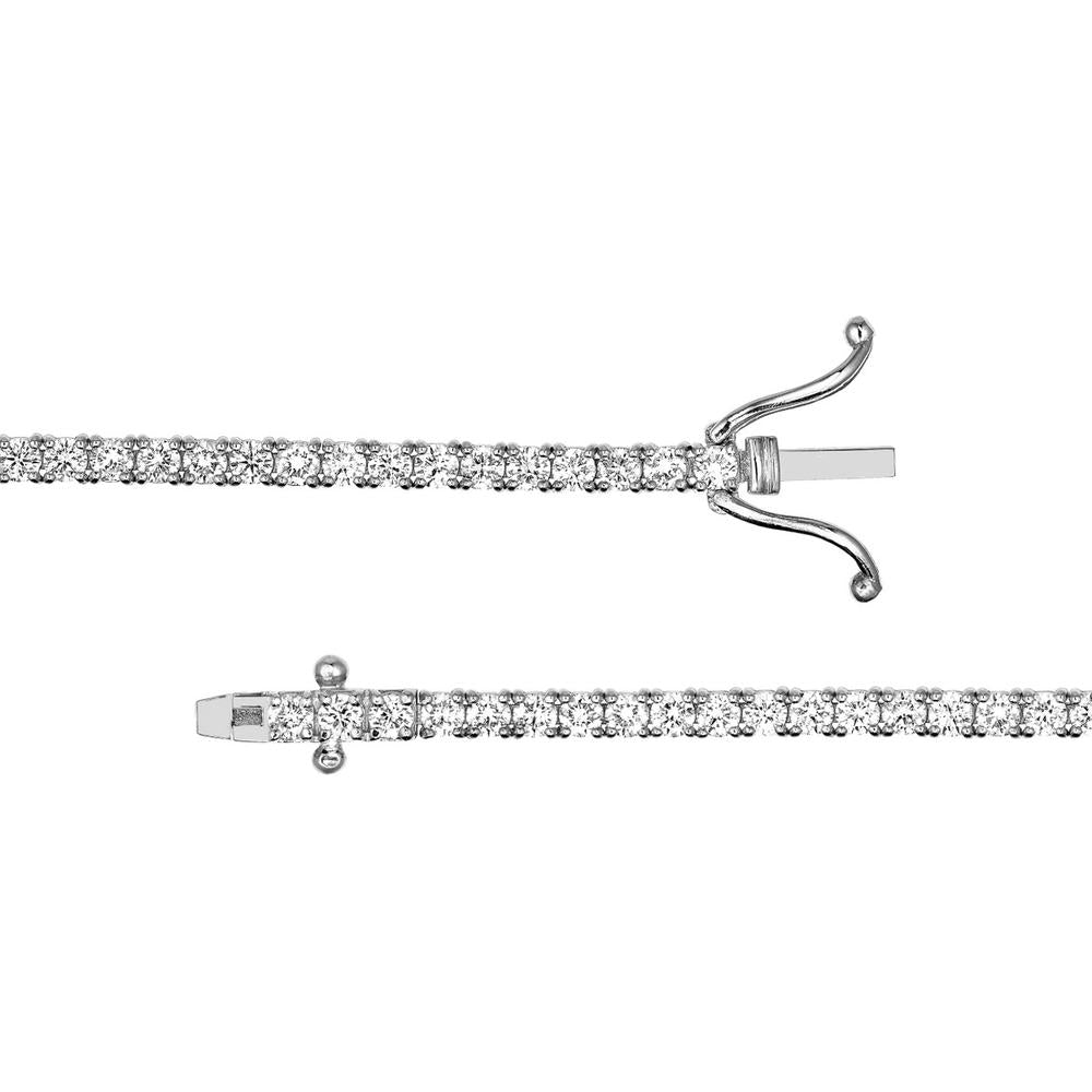 Olas d'Oro - 14K White Gold Diamond Tennis Bracelet with Box Clasp - 3.18 Carat Total Diamond Weight