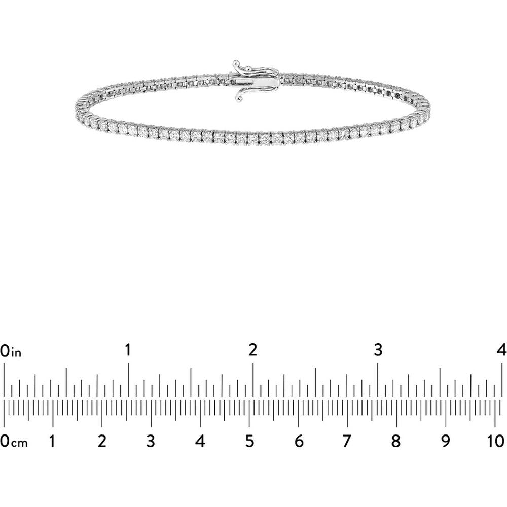 Olas d'Oro - 14K White Gold Diamond Tennis Bracelet with Box Clasp - 3.18 Carat Total Diamond Weight