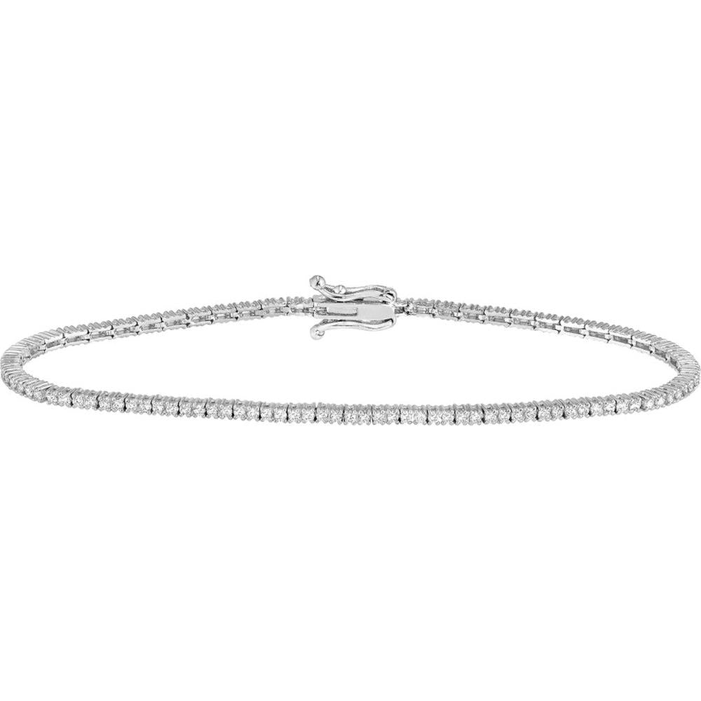 Olas d'Oro - 14K White Gold Diamond Tennis Bracelet with Box Lock Closure - 1.18 Carat Total Diamond Weight